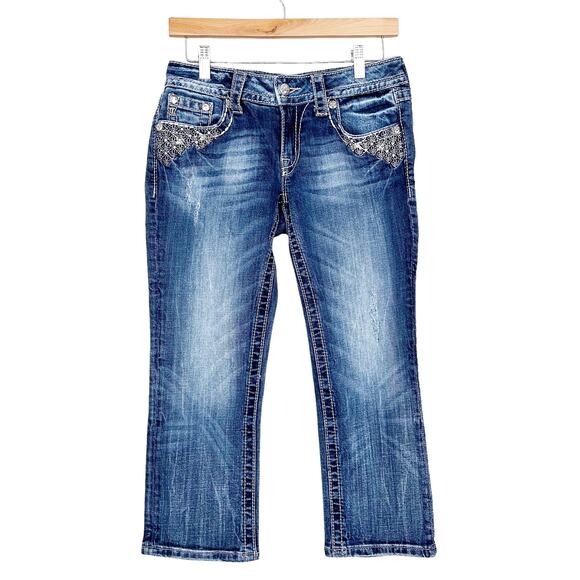 Miss Me Flap Pocket Embellished Capris Sz 27 - Picture 2 of 7